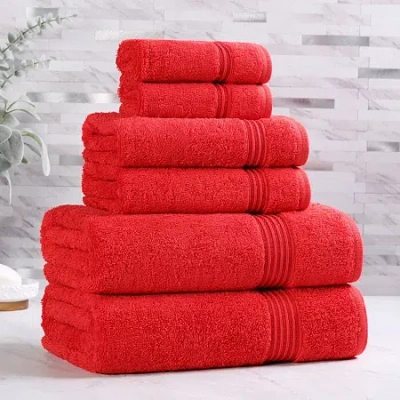 Superior Heritage Collection | 100% Egyptian Cotton 6-pc. Quick Dry Solid Bath Towel Set In Red