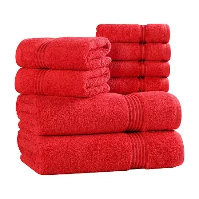 Superior Heritage Collection | 100% Egyptian Cotton 8-pc. Quick Dry Bath Towel Set In Red