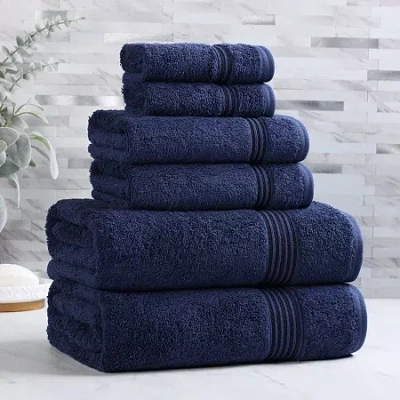 Superior Heritage Collection | Luxury Egyptian Cotton 6-pc. Quick Dry Solid Bath Towel Set In Blue