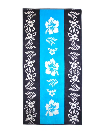Superior Hibiscus Blue Beach Cotton Towel In Multi