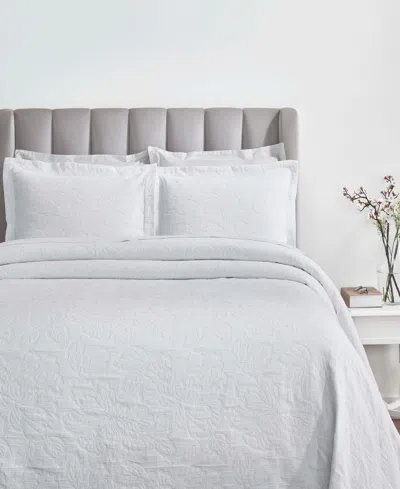 Superior Hibiscus Cotton Matelasse Woven 3-pc. Bedspread Set, King In White