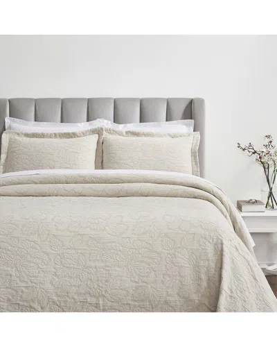 Superior Hibiscus Medium Weight Matelasse Woven Bedspread Set In Beige