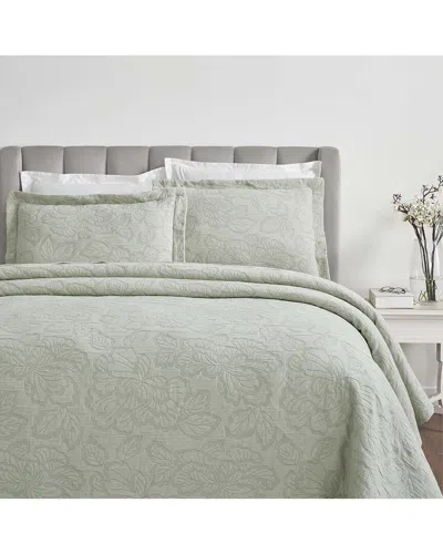 Superior Hibiscus Medium Weight Matelasse Woven Bedspread Set In Green