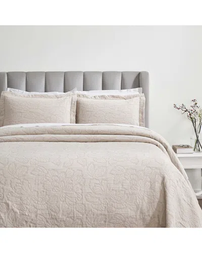 Superior Hibiscus Medium Weight Matelasse Woven Bedspread Set In Neutral