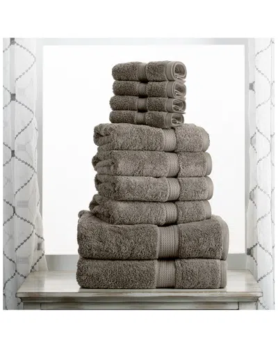 Superior Highly Absorbent 10pc Ultra Plush Egyptian Cotton Towel Set In Charcoal