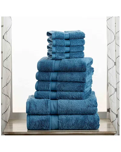 Superior Highly Absorbent 10pc Ultra Plush Egyptian Cotton Towel Set In Denim