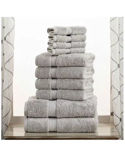 Superior Highly Absorbent 10pc Ultra Plush Egyptian Cotton Towel Set In Gray