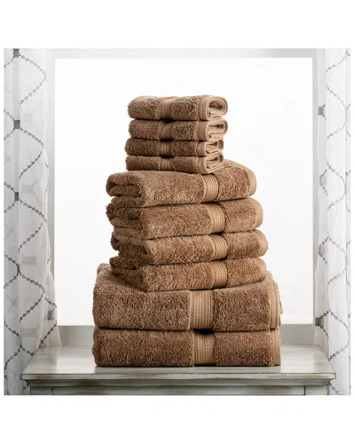 Superior Highly Absorbent 10pc Ultra Plush Egyptian Cotton Towel Set In Latte