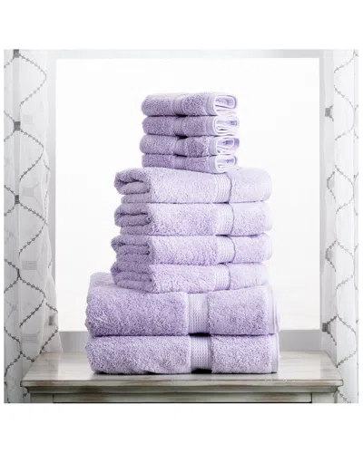 Superior Highly Absorbent 10pc Ultra Plush Egyptian Cotton Towel Set In Purple