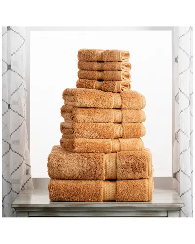 Superior Highly Absorbent 10pc Ultra Plush Egyptian Cotton Towel Set In Rust