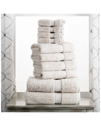 Superior Highly Absorbent 10pc Ultra Plush Egyptian Cotton Towel Set In Stone