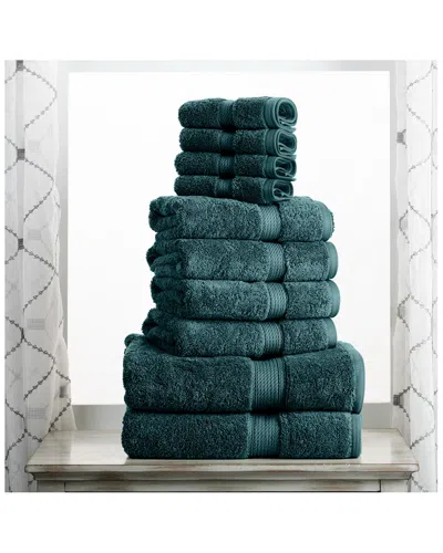 Superior Highly Absorbent 10pc Ultra Plush Egyptian Cotton Towel Set In Teal