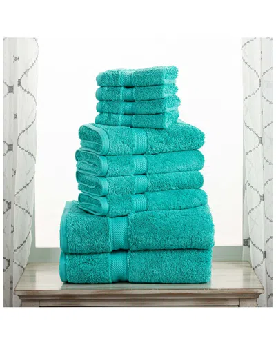 Superior Highly Absorbent 10pc Ultra Plush Egyptian Cotton Towel Set In Turquoise