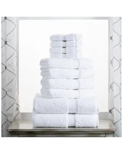 Superior Highly Absorbent 10pc Ultra Plush Egyptian Cotton Towel Set In White