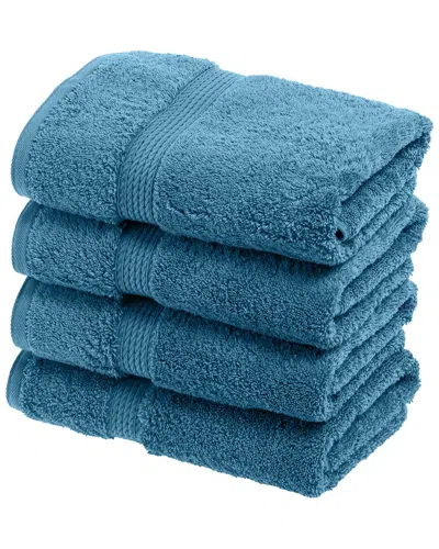 Superior Highly Absorbent 4pc Ultra Plush Hand Egyptian Cotton Towel Set In Blue