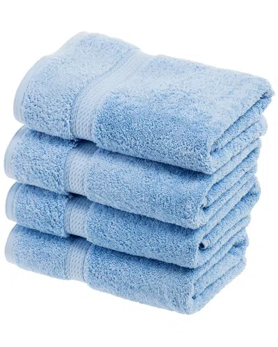 Superior Highly Absorbent 4pc Ultra Plush Hand Egyptian Cotton Towel Set In Blue