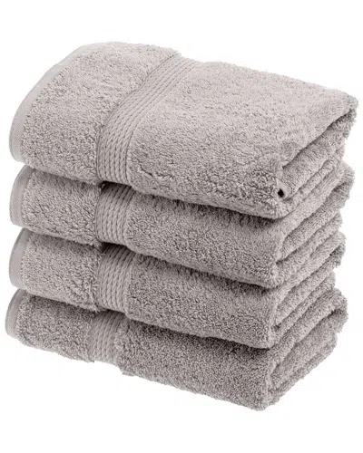 Superior Highly Absorbent 4pc Ultra Plush Hand Egyptian Cotton Towel Set In Silver