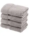 Superior Highly Absorbent 4pc Ultra Plush Hand Towel Set In Silver
