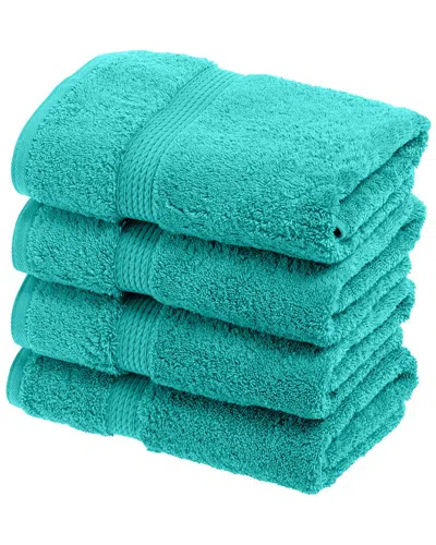 Superior Highly Absorbent 4pc Ultra Plush Hand Egyptian Cotton Towel Set In Turquoise