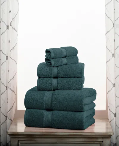 Superior Highly Absorbent 6 Piece Egyptian Cotton Ultra Plush Solid Assorted Bath Towel Set In Teal