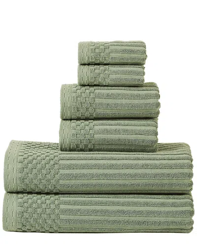 Superior Highly Absorbent 6pc Solid And Checkered Border Towel Set