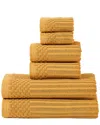 Superior Highly Absorbent 6pc Solid And Checkered Border Towel Set