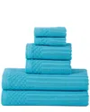 Superior Highly Absorbent 6pc Solid And Checkered Border Towel Set