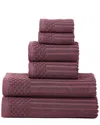 Superior Highly Absorbent 6pc Solid And Checkered Border Towel Set