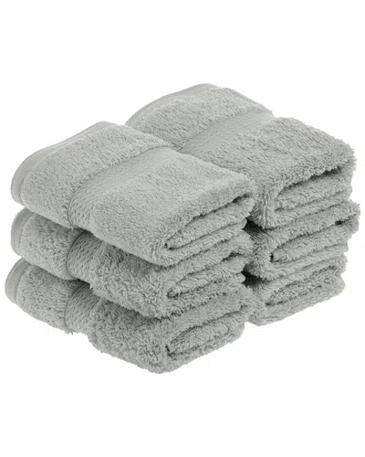 Superior Highly Absorbent 6pc Ultra Plush Face Egyptian Cotton Towel Set In Silver