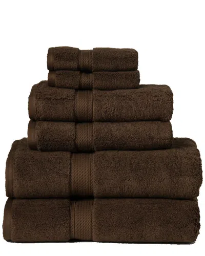 Superior Highly Absorbent 6pc Ultra Plush Solid Egyptian Cotton Towel Set In Brown