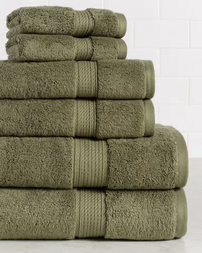Superior Highly Absorbent 6pc Ultra Plush Solid Egyptian Cotton Towel Set In Green