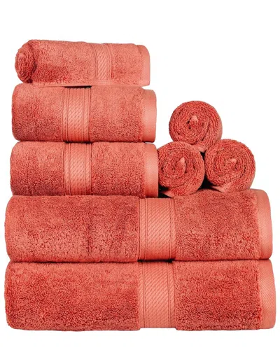 Superior Highly Absorbent 8pc Ultra Plush Solid Egyptian Cotton Towel Set In Coral