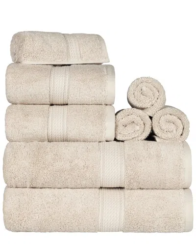 Superior Highly Absorbent 8pc Ultra Plush Solid Egyptian Cotton Towel Set In Cream