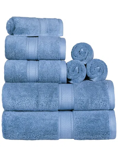 Superior Highly Absorbent 8pc Ultra Plush Solid Egyptian Cotton Towel Set In Denim