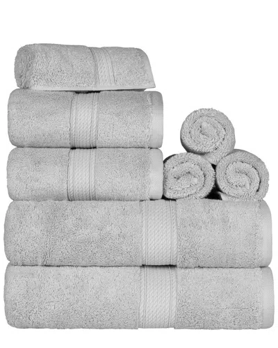 Superior Highly Absorbent 8pc Ultra Plush Solid Egyptian Cotton Towel Set In Gray
