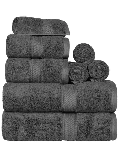 Superior Highly Absorbent 8pc Ultra Plush Solid Egyptian Cotton Towel Set In Gray