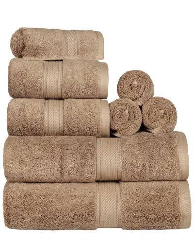 Superior Highly Absorbent 8pc Ultra Plush Solid Egyptian Cotton Towel Set In Latte