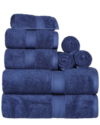 Superior Highly Absorbent 8pc Ultra Plush Solid Egyptian Cotton Towel Set In Navy