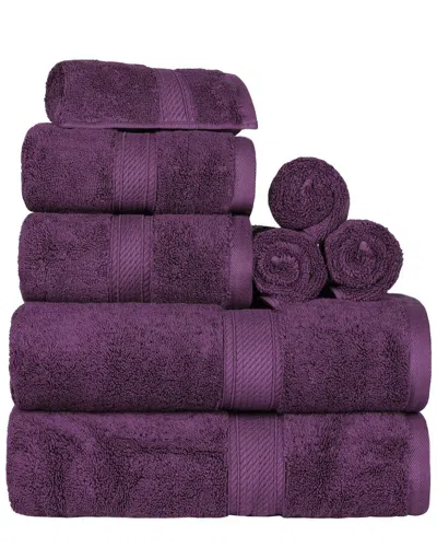 Superior Highly Absorbent 8pc Ultra Plush Solid Egyptian Cotton Towel Set In Plum