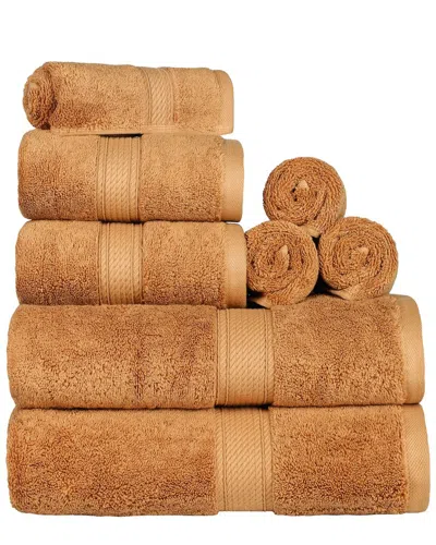 Superior Highly Absorbent 8pc Ultra Plush Solid Towel Set In Rust
