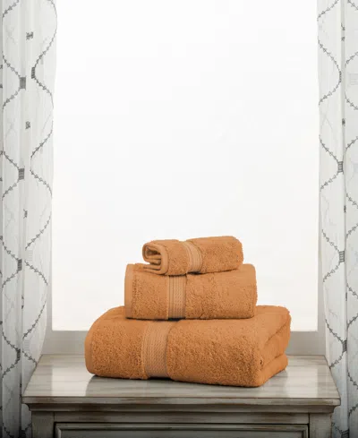 Superior Highly Absorbent Egyptian Cotton 3-piece Ultra Plush Solid Assorted Towel Set In Rust