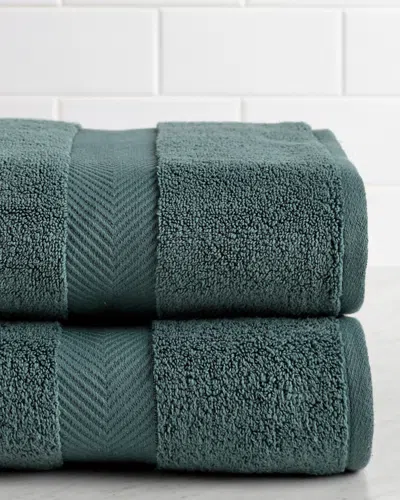 Superior Highly Absorbent Zero Twist 2pc Bath Sheet Set In Green
