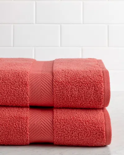 Superior Highly Absorbent Zero Twist 2pc Bath Cotton Sheet Set In Orange