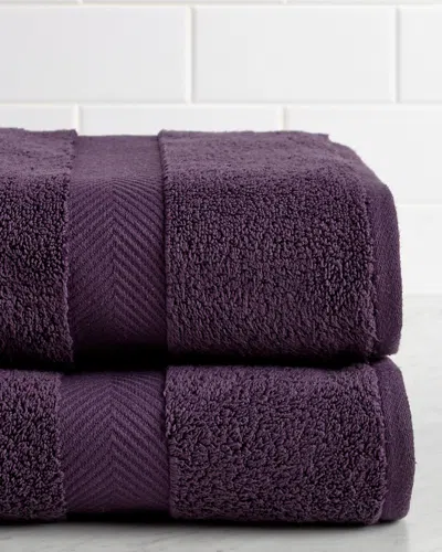 Superior Highly Absorbent Zero Twist 2pc Bath Cotton Sheet Set In Purple