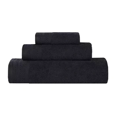 Superior Honeycomb Collection | 100% Combed Cotton 3-pc. Quick Dry Bath Towel Set In Black