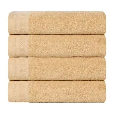 Superior Honeycomb Collection | 100% Combed Cotton 4-pc. Quick Dry Bath Towel In Yellow