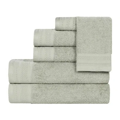 Superior Honeycomb Collection | 100% Combed Cotton 6-pc. Quick Dry Solid Bath Towel Set In Green