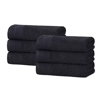 Superior Honeycomb Collection | 100% Combed Cotton 6-pc. Solid Hand Towel In Black