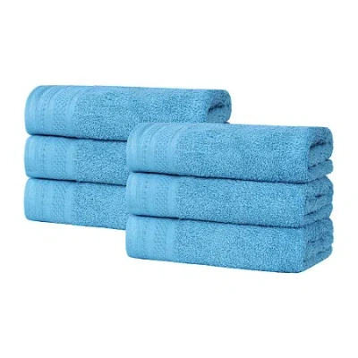 Superior Honeycomb Collection | 100% Combed Cotton 6-pc. Solid Hand Towel In Blue