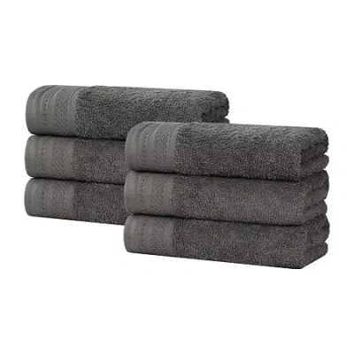 Superior Honeycomb Collection | 100% Combed Cotton 6-pc. Solid Hand Towel In Gray